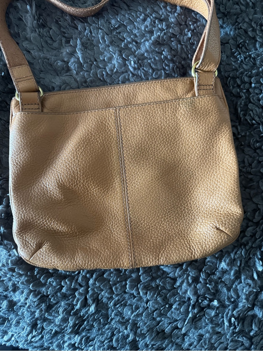 Fossil Pebble-Textured Light Brown Leather Crossbody Bag